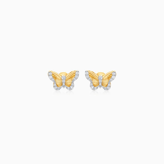 18K Yellow Gold Butterfly Shape Kids Earrings with Natural Diamonds - Farfalla