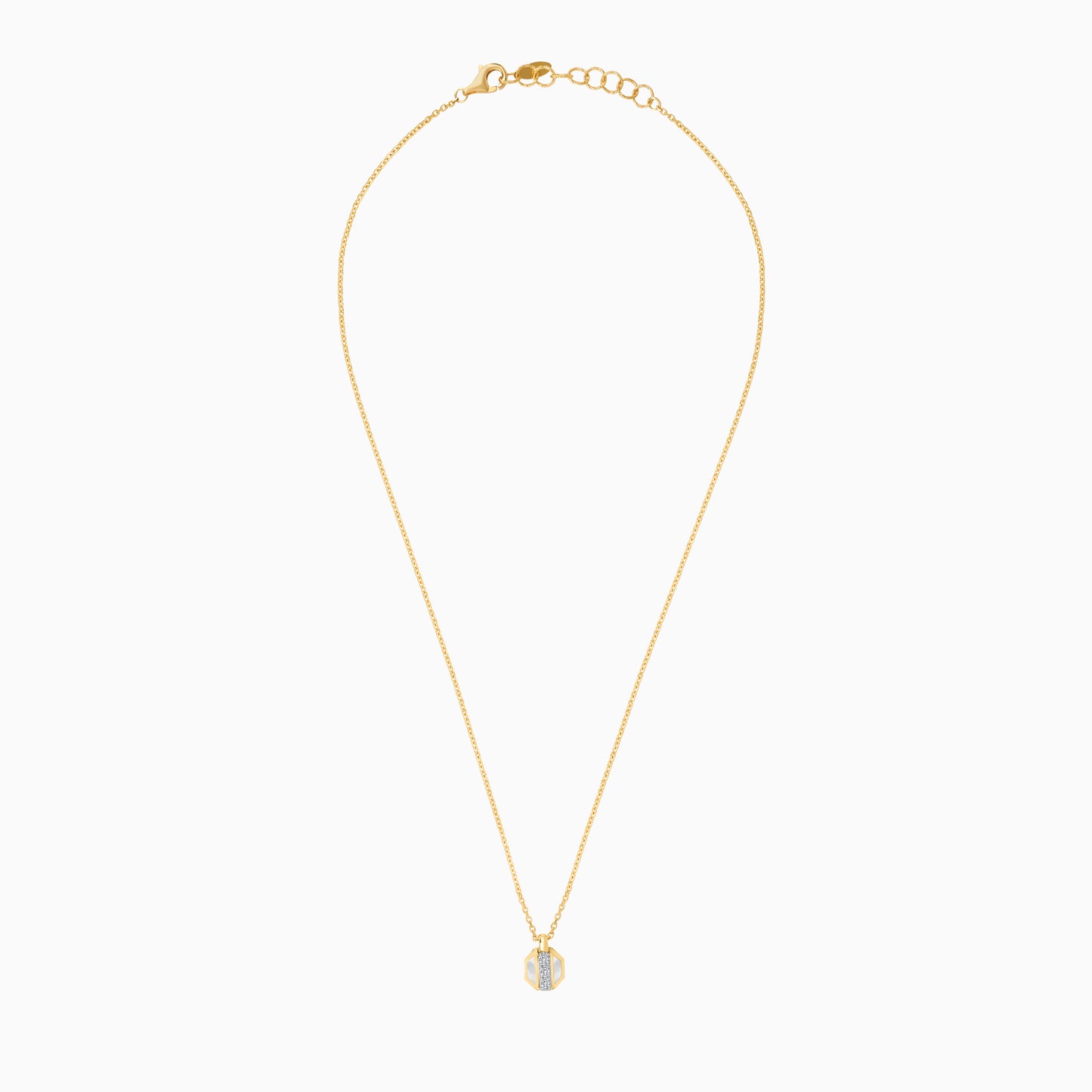 18K Gold Chain with Mother of Pearl and Natural Diamonds - Bovo Collection