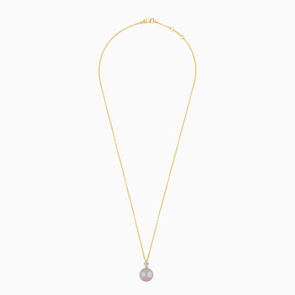 18K Yellow Gold Freshwater Pearl and Natural Diamond Pendant