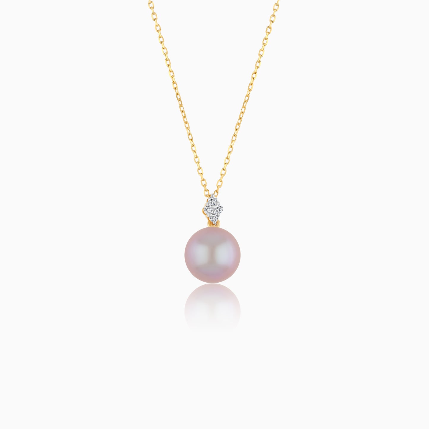 18K Yellow Gold Freshwater Pearl and Natural Diamond Pendant