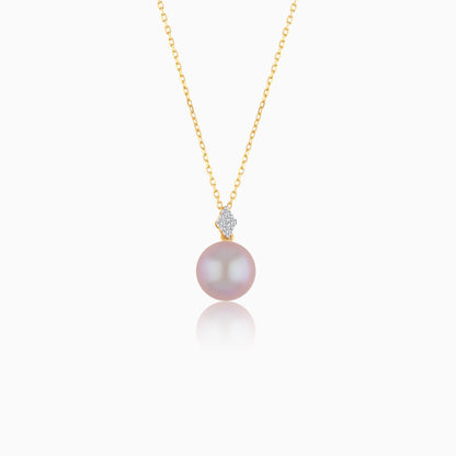 18K Yellow Gold Freshwater Pearl and Natural Diamond Pendant