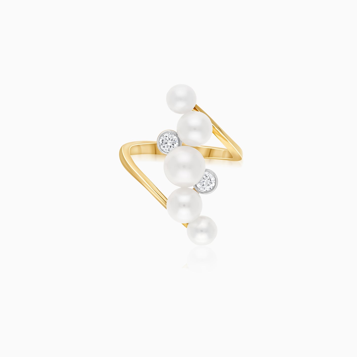 18K Yellow Gold Freshwater Pearl and Zircon Ring Danah