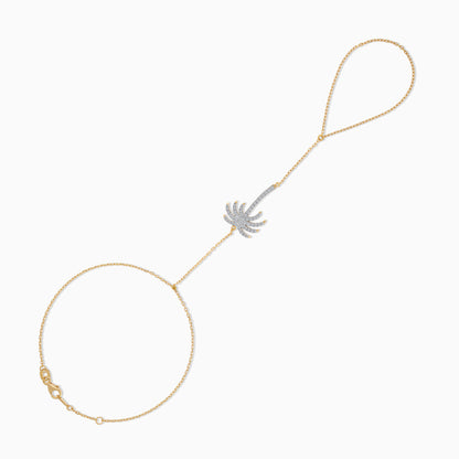 18K Yellow Gold Hand Chain -Panja- Decorated with Palm Tree-Shaped Natural Diamond | Al Nakhla Collection