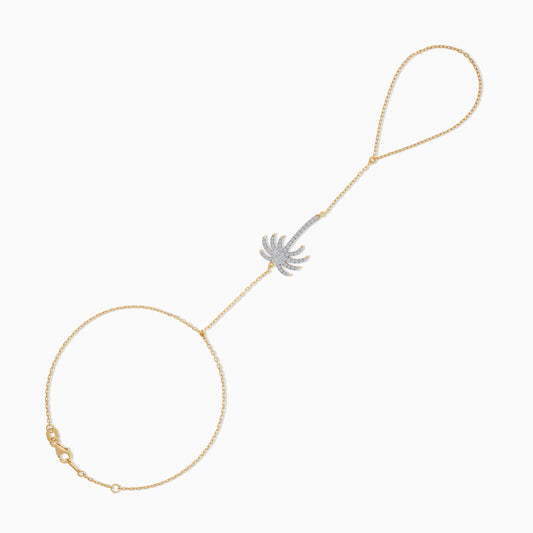 سلسلة يد من الذهب الأصفر عيار 18 قيراطًا - بانجا - مزينة بماسة طبيعية على شكل شجرة نخيل | مجموعة النخلة
