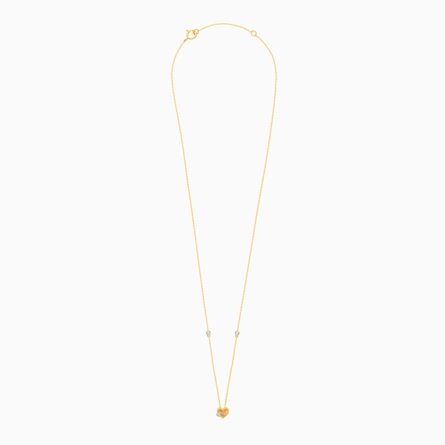 18K Yellow Gold Heart Shape Necklace with Natural Diamonds - Farfalla