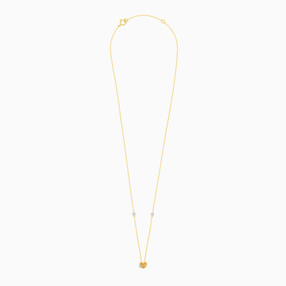 18K Yellow Gold Heart Shape Necklace with Natural Diamonds - Farfalla