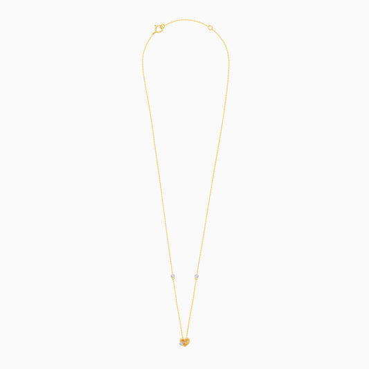 18K Yellow Gold Heart Shape Necklace with Natural Diamonds - Farfalla