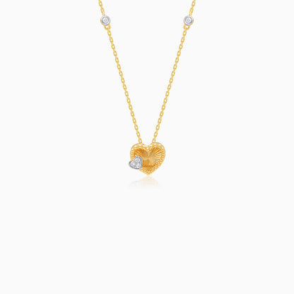 18K Yellow Gold Heart Shape Necklace with Natural Diamonds - Farfalla