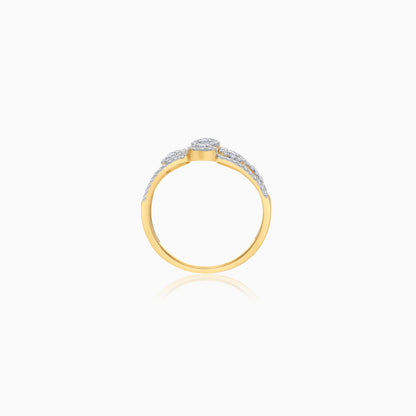 18K Yellow Gold Natural Diamond Ring | Trendy Collection