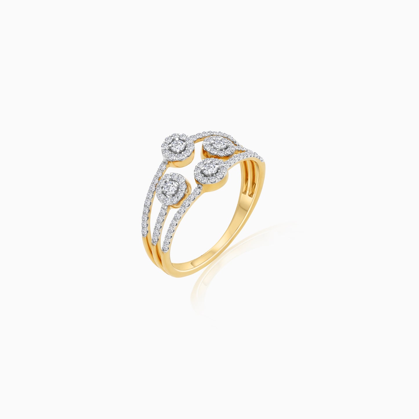 18K Yellow Gold Natural Diamond Ring | Trendy Collection