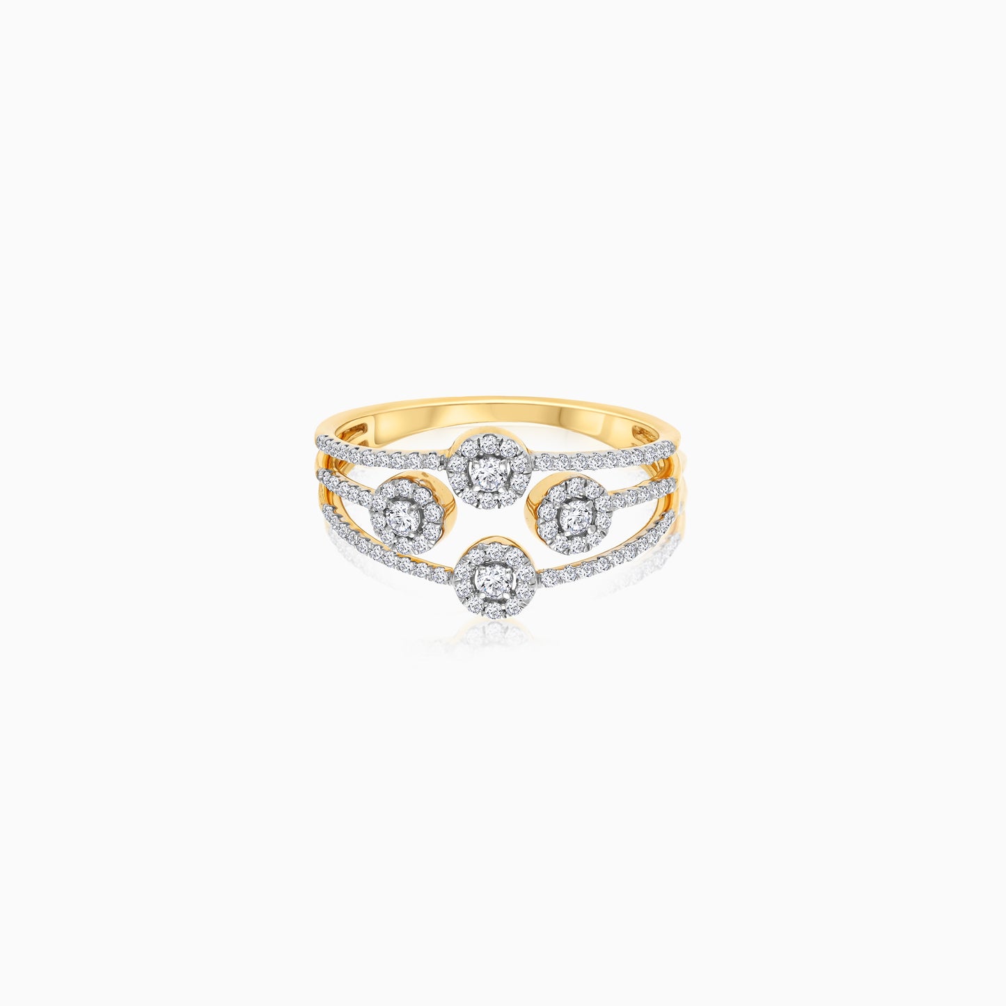 18K Yellow Gold Natural Diamond Ring | Trendy Collection