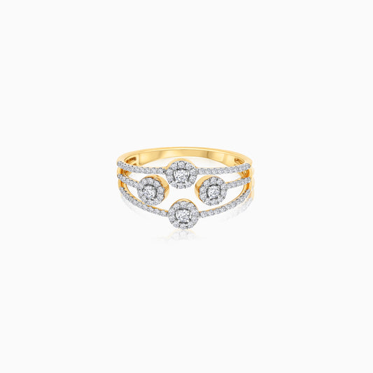 18K Yellow Gold Natural Diamond Ring | Trendy Collection
