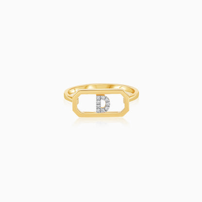 18K Yellow Gold Natural Diamonds Movable Letter "D" Ring - Alpha