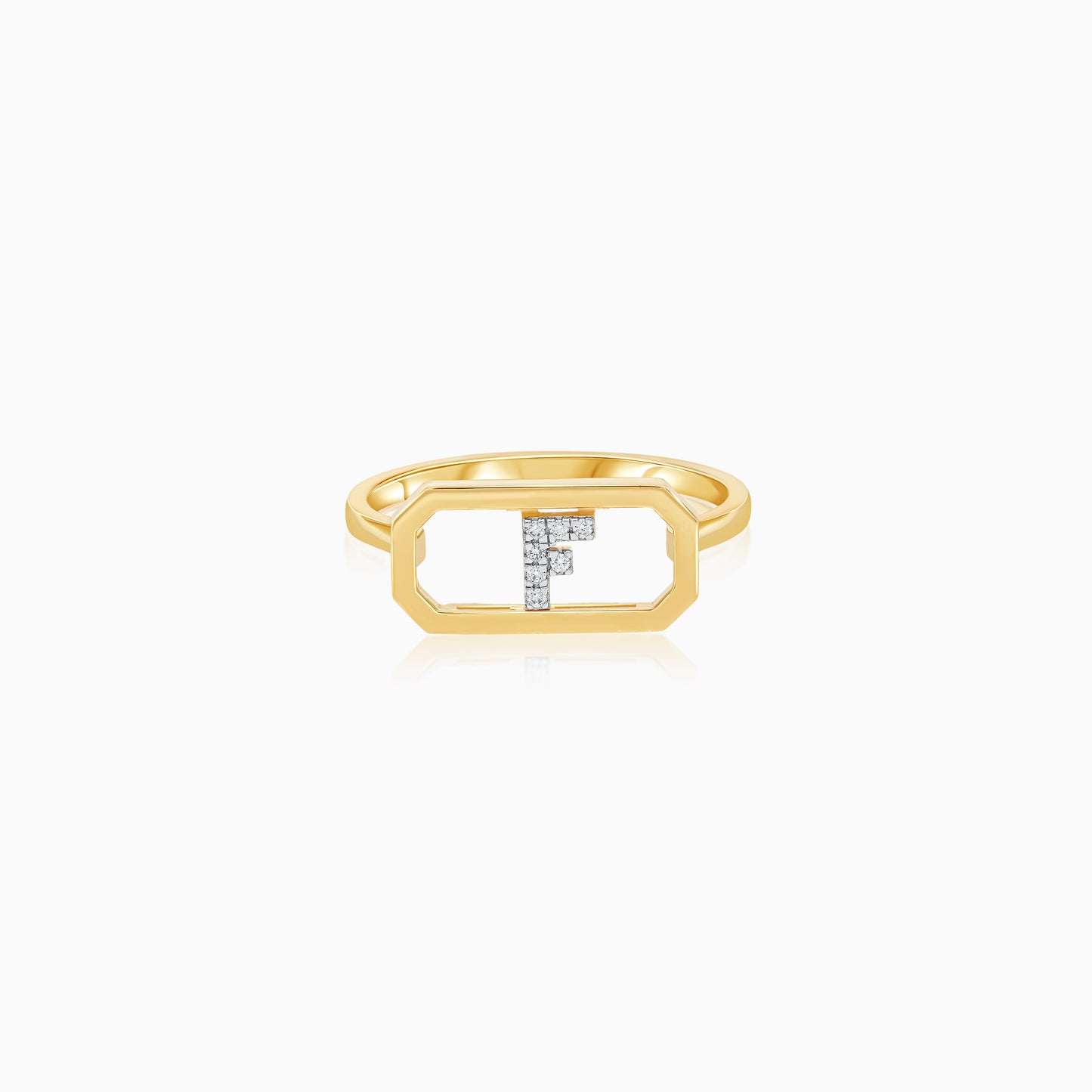 18K Yellow Gold Natural Diamonds Movable Letter "F" Ring - Alpha