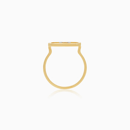 18K Yellow Gold Natural Diamonds Movable Letter "H" Ring - Alpha