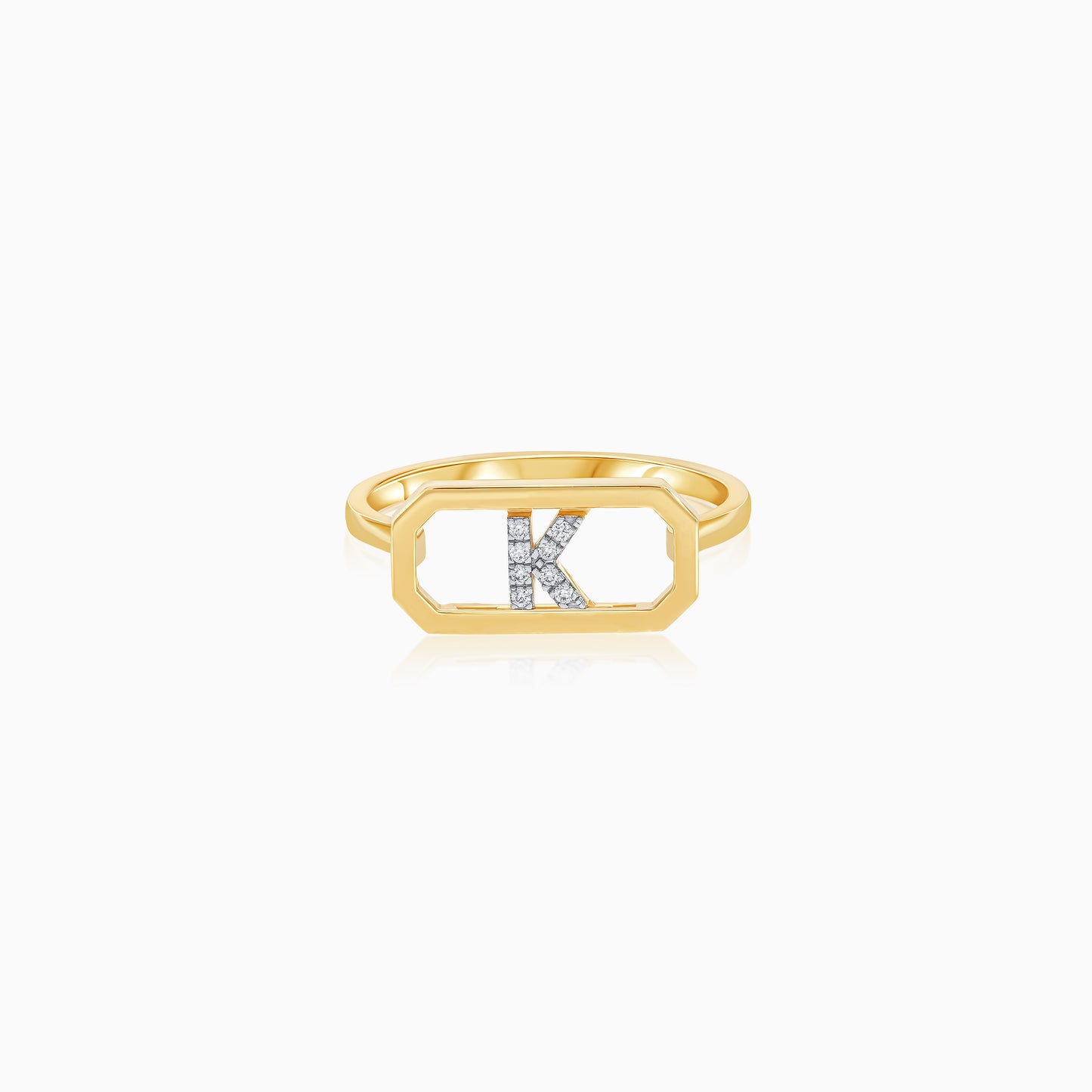 18K Yellow Gold Natural Diamonds Movable Letter "K" Ring - Alpha