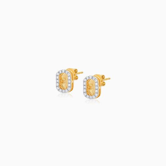 18K Yellow Gold Pair of Earrings for Kids with Natural Diamonds - Farfalla