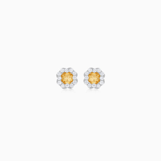 18K Yellow Gold Pair of Earrings with Natural Diamonds For Kids - Farfalla