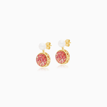 18K Yellow Gold Pair of Stud Earrings with Pearls - Qelada Collection