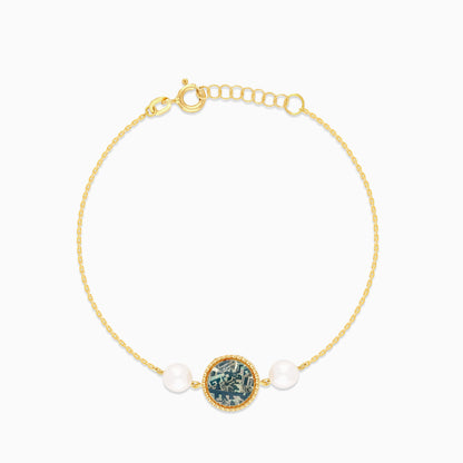 18K Yellow Gold Pearl Bracelet - Qelada