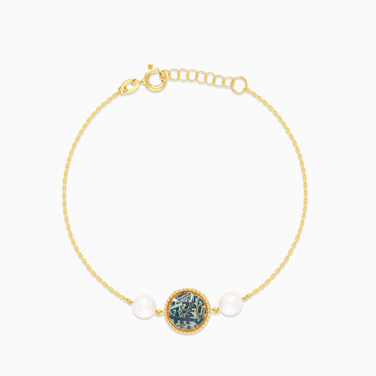 18K Yellow Gold Pearl Bracelet - Qelada