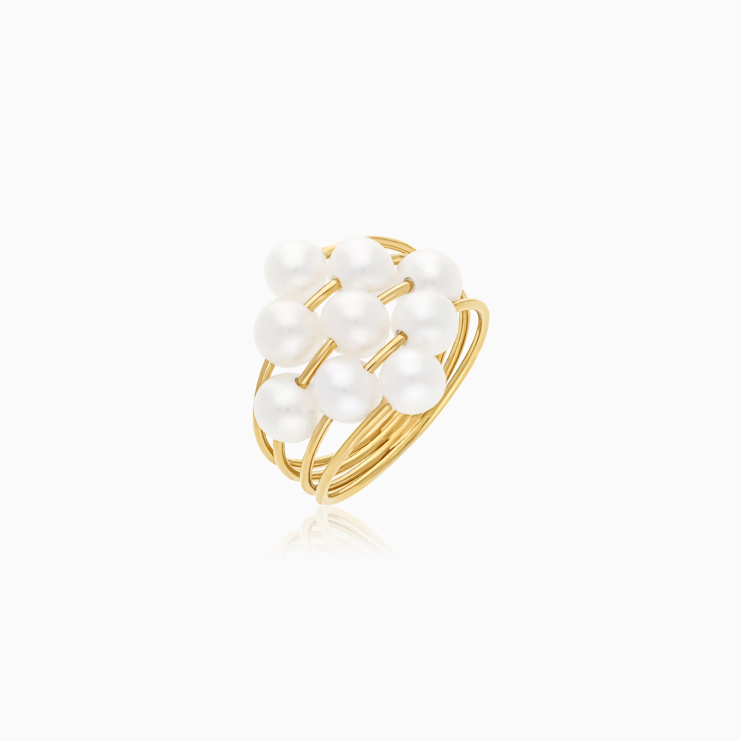 18K Yellow Gold Freshwater Pearls Ring - Danah