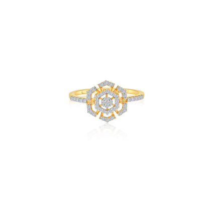 18K Yellow Gold Ring and Natural Diamonds - Ada