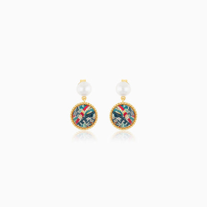 18K Yellow Gold Stud Earrings with Pearls - Qelada Collection