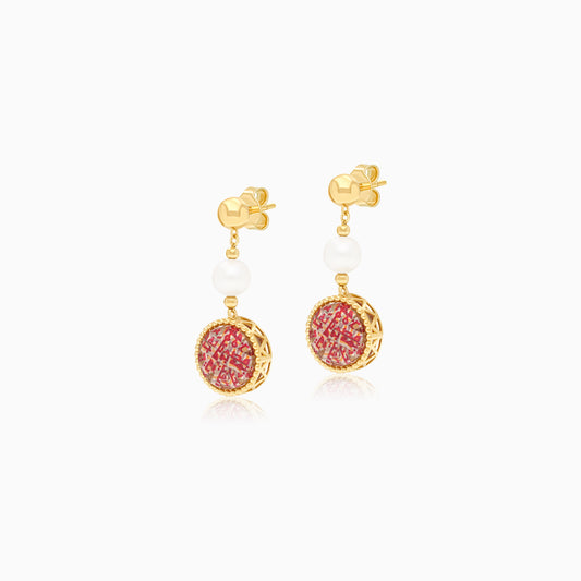 18K Yellow Gold Stud Pearl Earrings - Qelada Collection