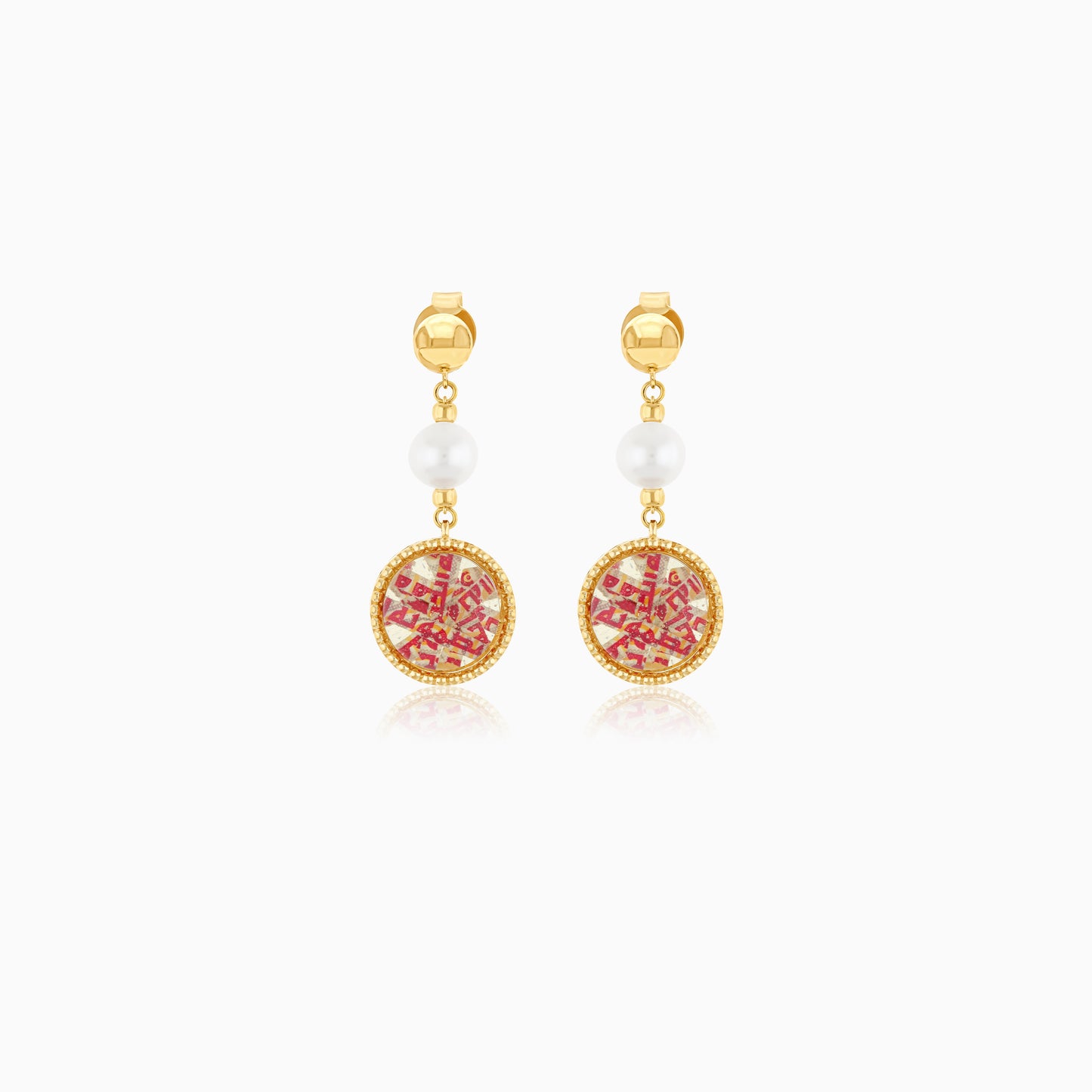 18K Yellow Gold Stud Pearl Earrings - Qelada Collection