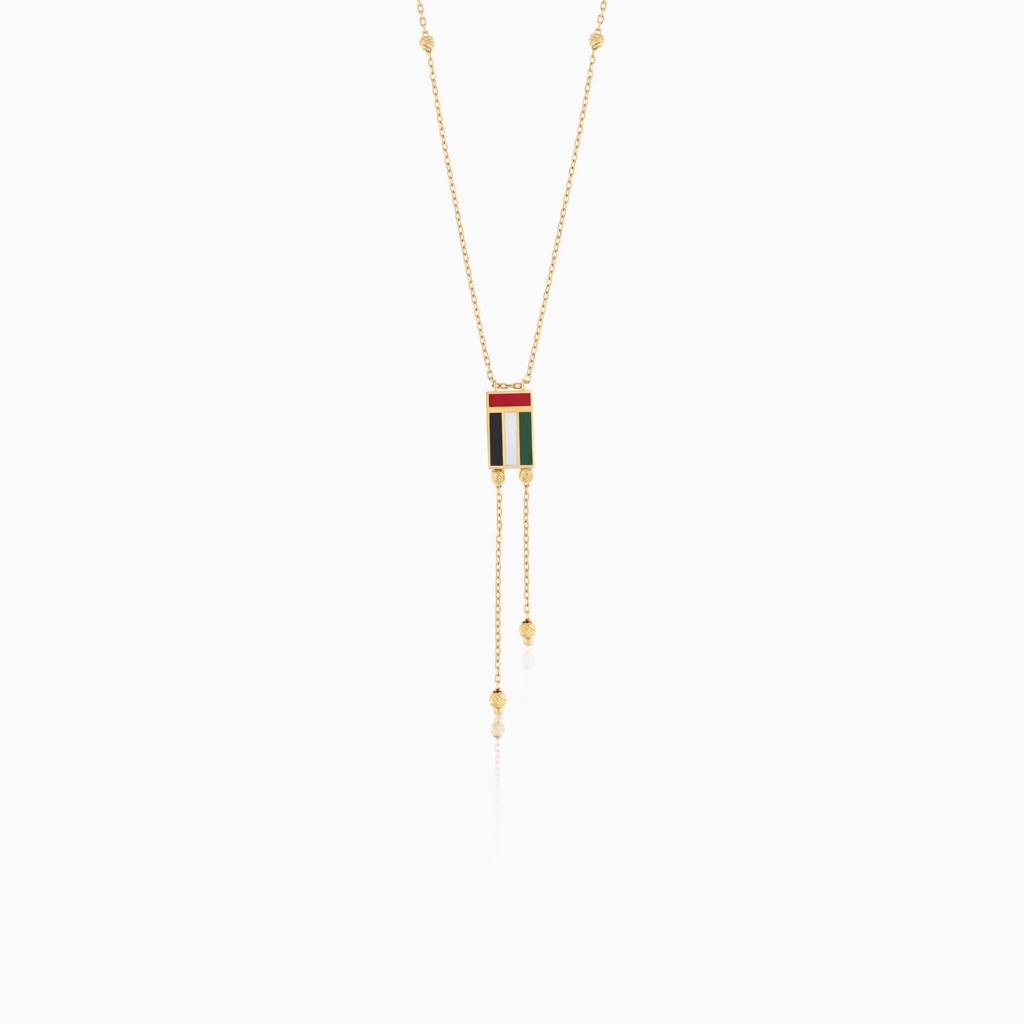 18K Yellow Gold UAE Flag Enamel Necklace