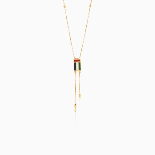 18K Yellow Gold UAE Flag Enamel Necklace
