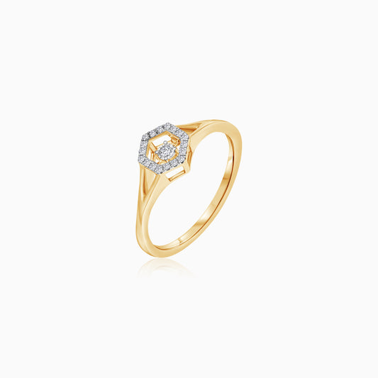18K Yellow Gold with Dancing Natural Diamond Ring