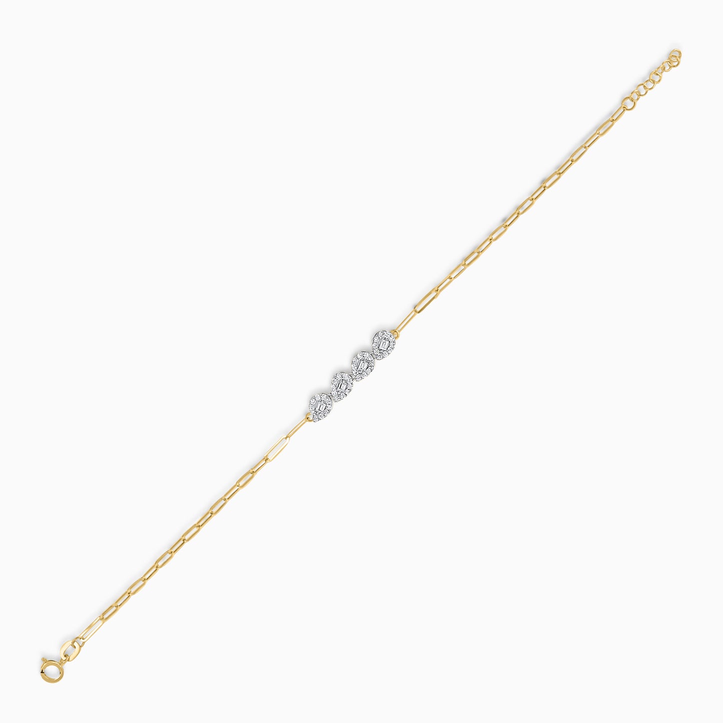 18K Yellow & White Bracelet with Zircon Drop shapes in the centre