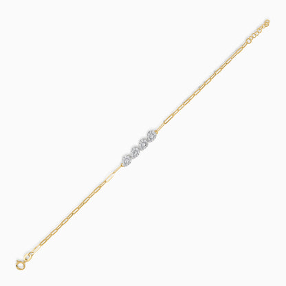 18K Yellow & White Bracelet with Zircon Drop shapes in the centre