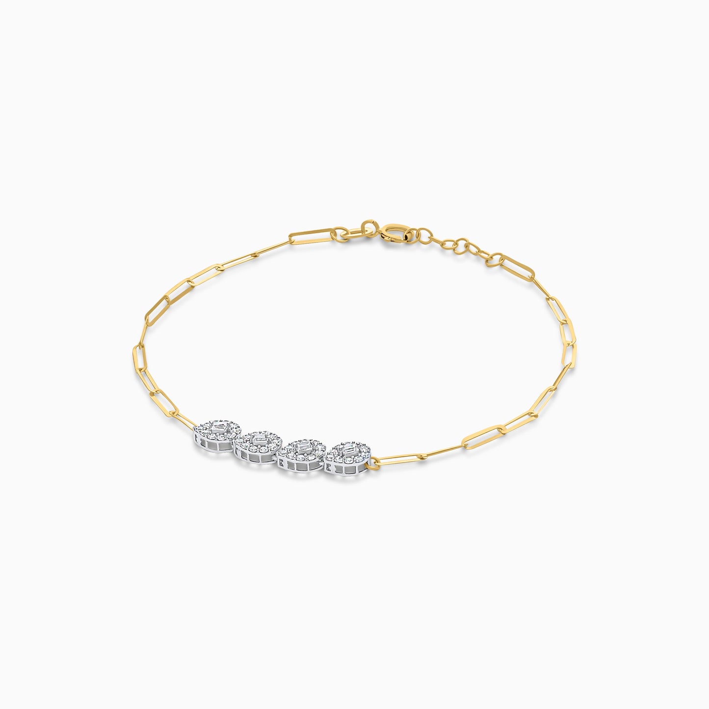 18K Yellow & White Bracelet with Zircon Drop shapes in the centre