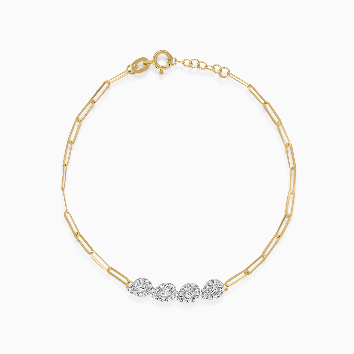 18K Yellow & White Bracelet with Zircon Drop shapes in the centre