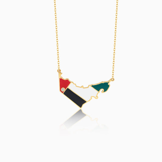 UAE Flag Necklace - 18K Gold with Natural Diamond