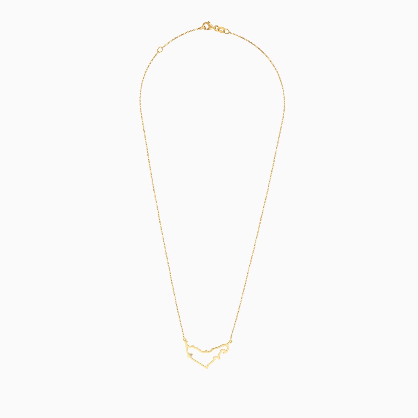 18K Yellow Gold UAE map With Natural Diamond Necklace