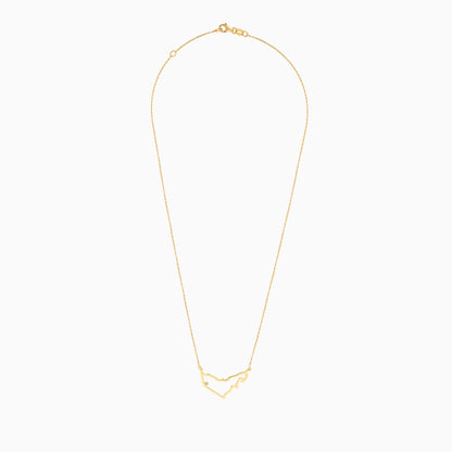 18K Yellow Gold UAE map With Natural Diamond Necklace