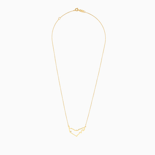 18K Yellow Gold UAE map With Natural Diamond Necklace