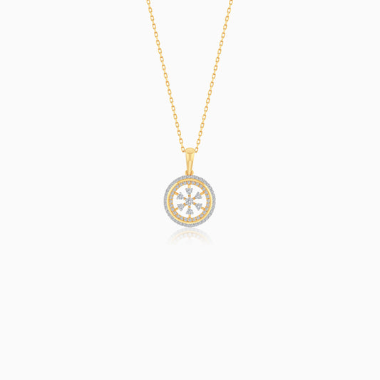 18K Gold With Natural Diamonds Pendant Chain Circle Shape - Ada