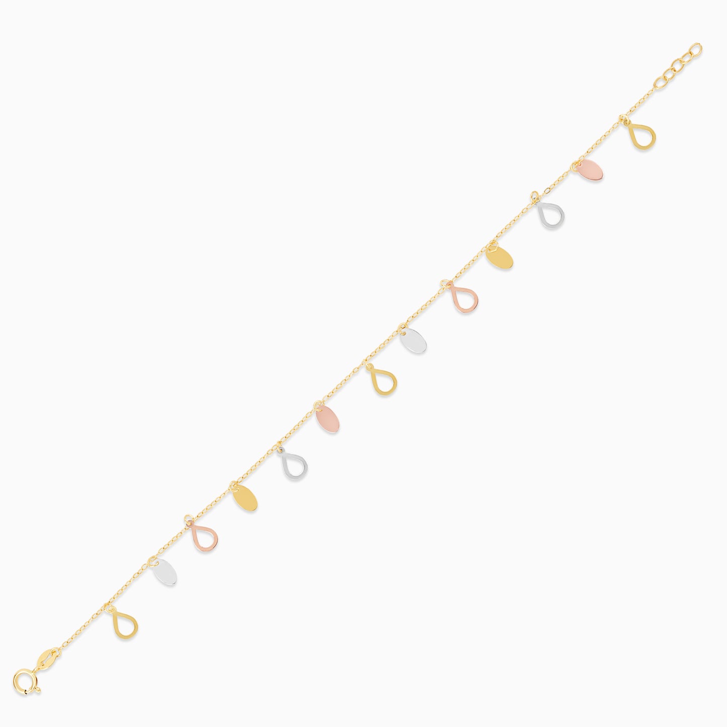 18K Multi-colour Teardrop Charm Bracelet