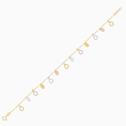 18K Multi-colour Teardrop Charm Bracelet