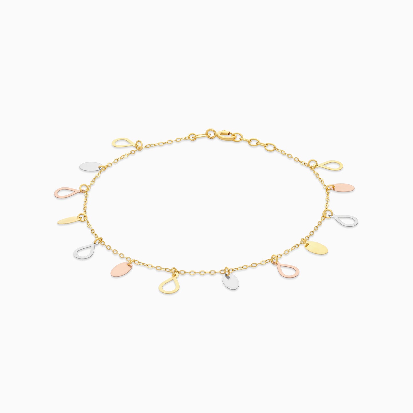 18K Multi-colour Teardrop Charm Bracelet