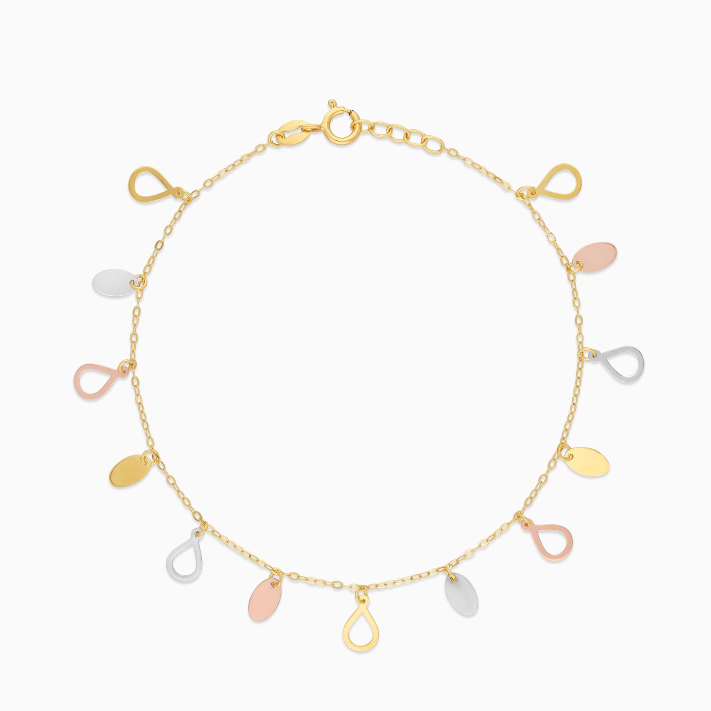 18K Multi-colour Teardrop Charm Bracelet