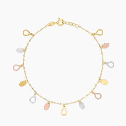 18K Multi-colour Teardrop Charm Bracelet