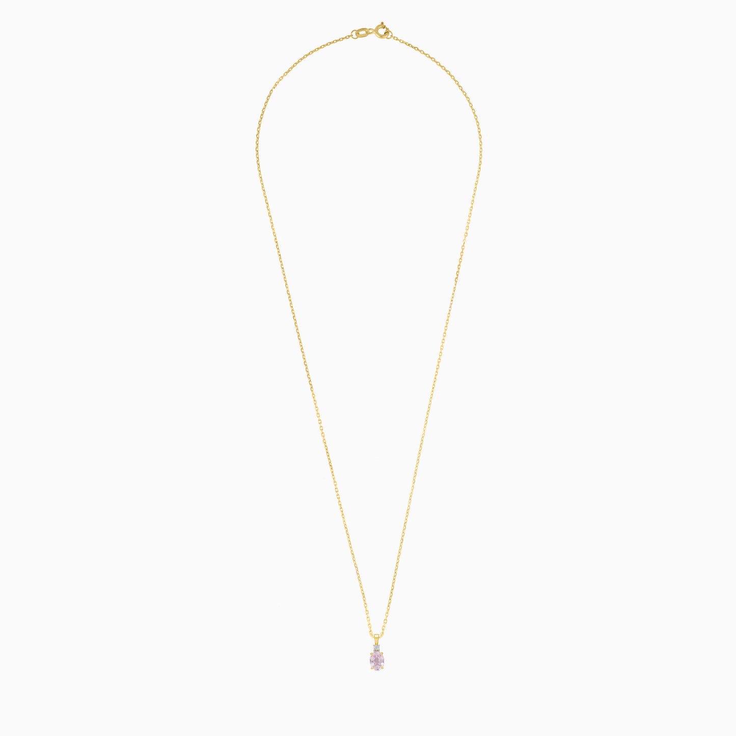 18k Yellow Gold Necklace featuring a stunning Natural Diamond and Rose quartz stone | Colour Classic Collection