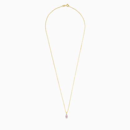 18k Yellow Gold Necklace featuring a stunning Natural Diamond and Rose quartz stone | Colour Classic Collection