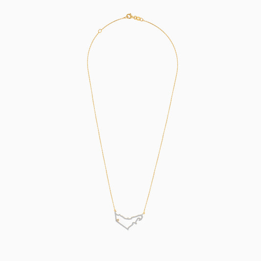 18K UAE Map Gold Necklace With Natural Diamonds